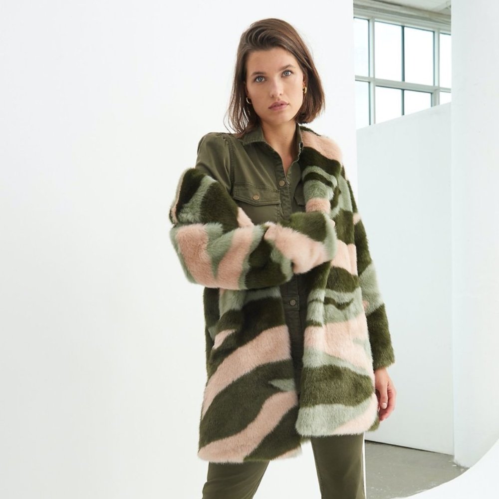 Marbled Faux Fur Coat